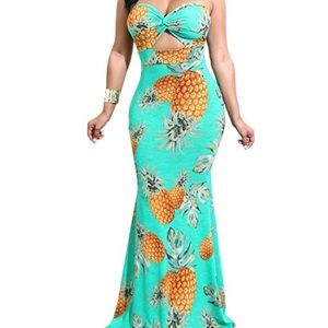 Sexy pineapple maxi dress